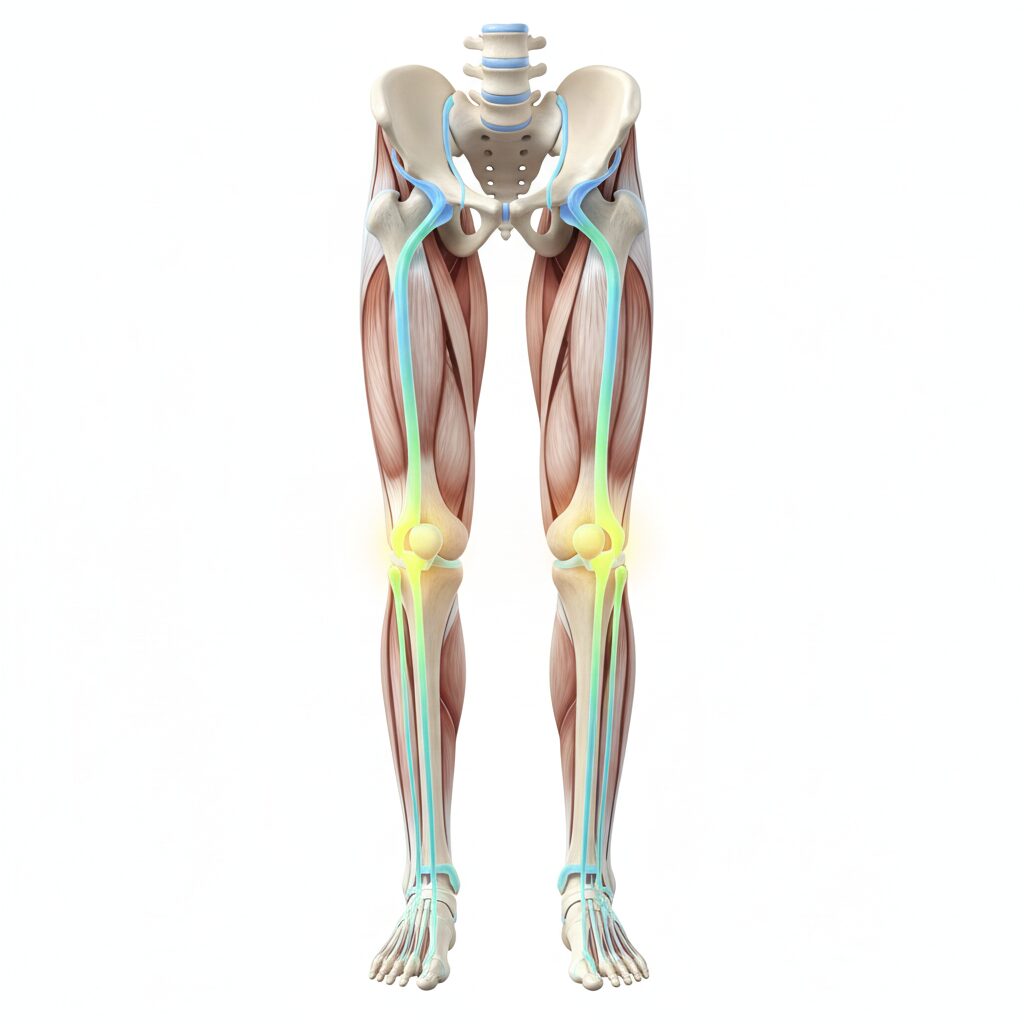 이미지 1 - 인체의 골반, 무릎, 발목의 연결성을 보여주는 인포그래픽