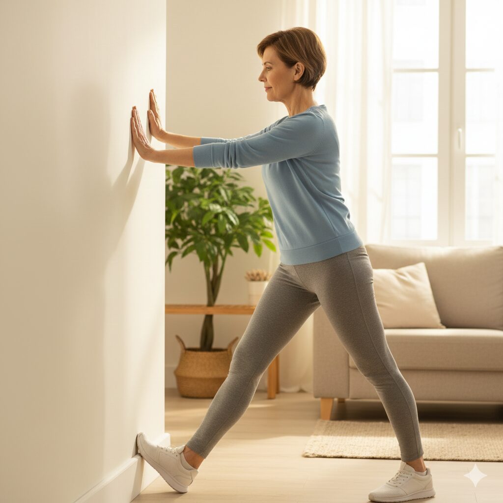 이미지 2 - 벽을 이용해 발목의 유연성을 늘려주는 스트레칭 동작