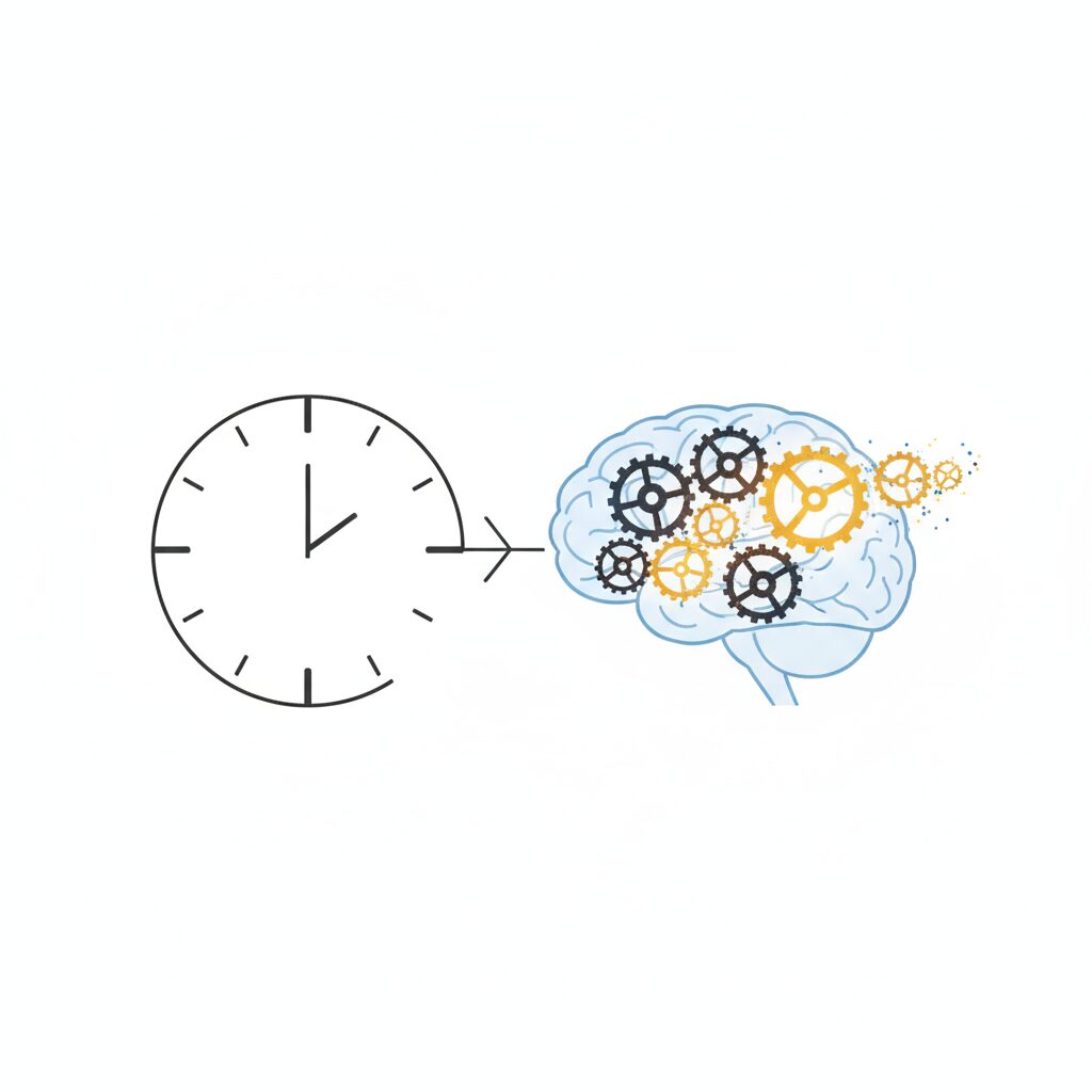 Image 2 - A conceptual image of a clock and a brain, symbolizing the renewal process during fasting.