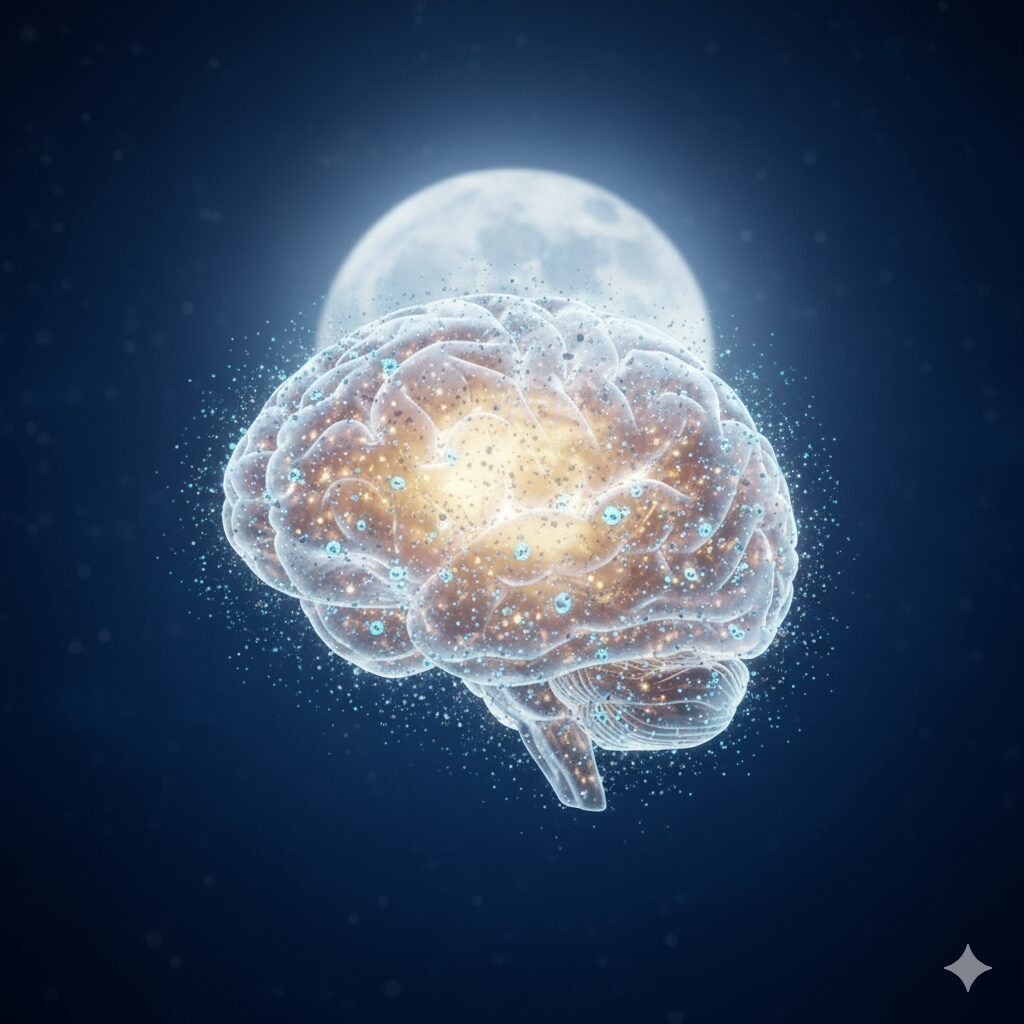 Image 1 - An illustration showing waste products being flushed out of the human brain like a cleaning system.