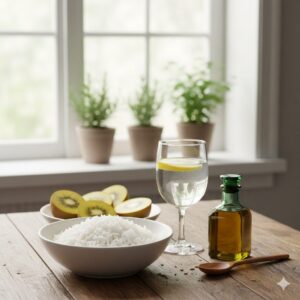 Golden kiwis and extra virgin olive oil for natural relief