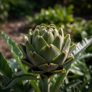 Image 2 - Detailed close-up of a fresh, green artichoke, highlighting its complex and beautiful structure.