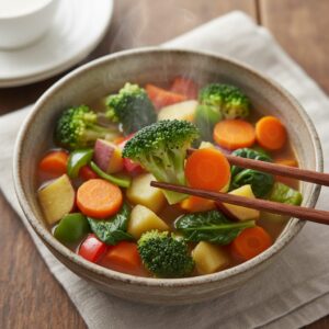 Image 3: A person squeezing a fresh lemon over a grilled fish fillet garnished with colorful vegetables.
