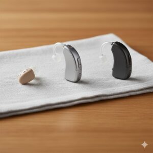 Image 2 - A side-by-side comparison chart showing In-the-Ear (ITE), Receiver-in-Canal (RIC), and Behind-the-Ear (BTE) hearing aids.