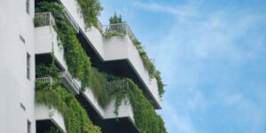 A sustainable, modern senior living facility featuring green architecture and accessibility.