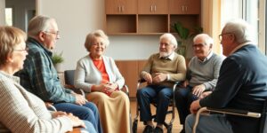 A diverse group of seniors participating in a community discussion.
