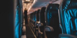A comfortable airplane seat setup for long-haul travel.