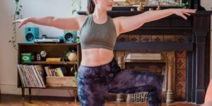 A peaceful living room setup for gentle morning stretching to improve joint health.