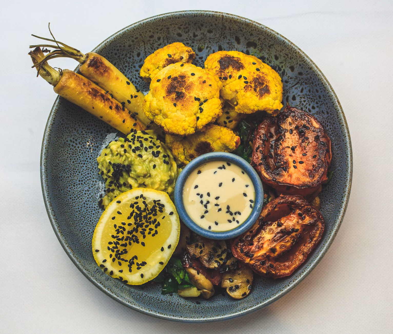 A well-balanced, nutrient-dense meal on a ceramic plate.