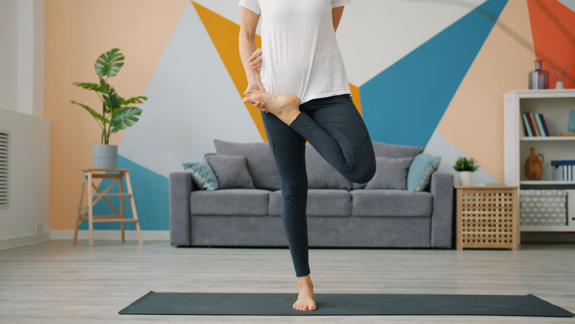 A safe, clear environment for performing seated leg exercises.