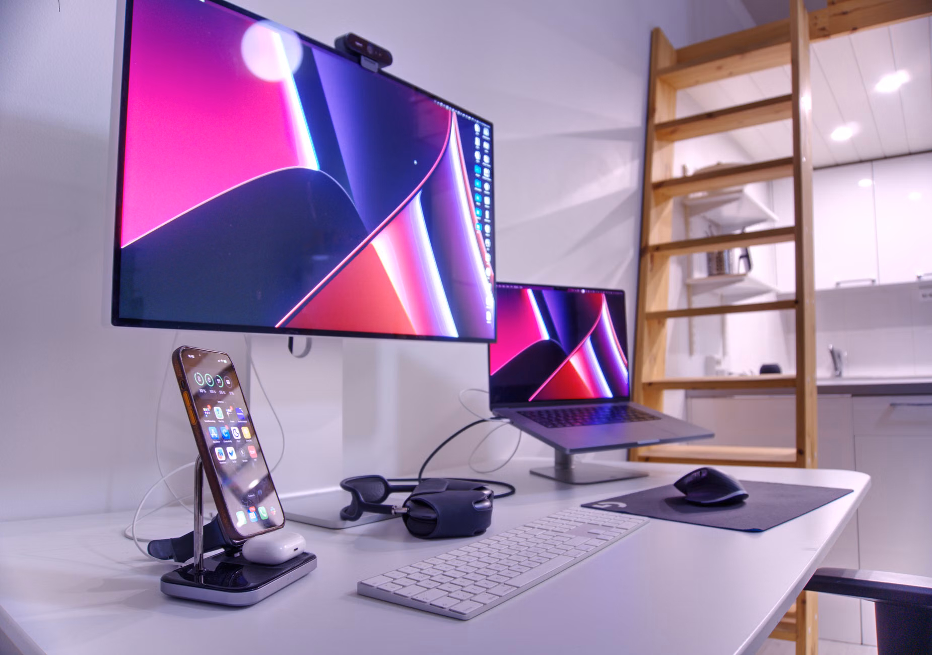 Accessible computer station equipped for seniors with ergonomic features.