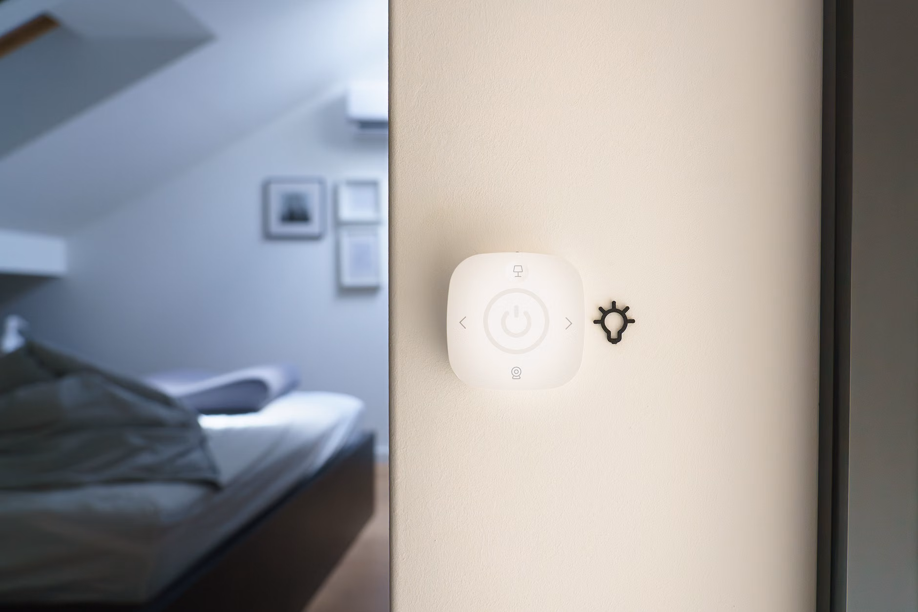 Smart bedroom lighting controlled by automation sensors.