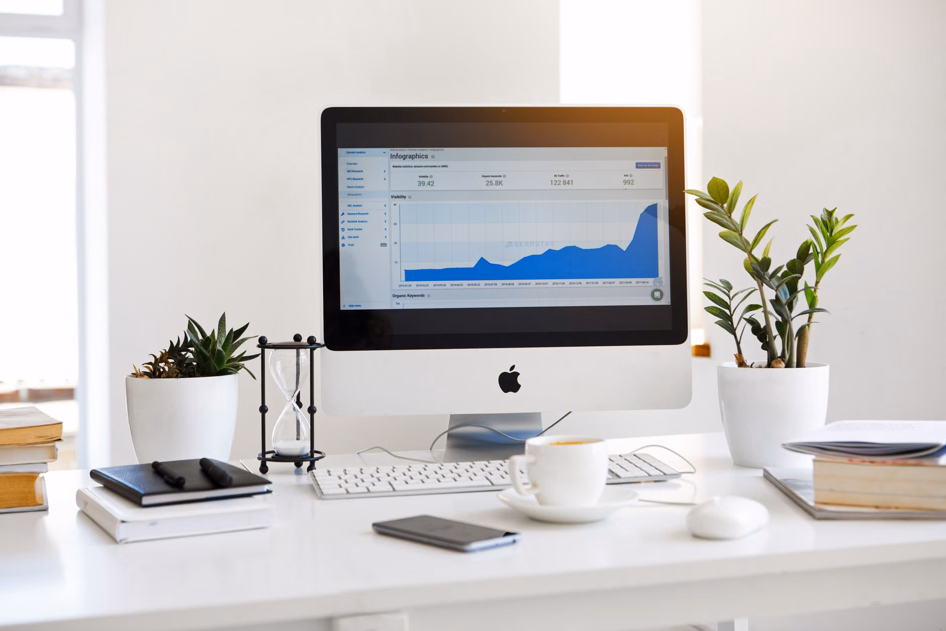 A minimalist home workspace set up for digital volunteer work.