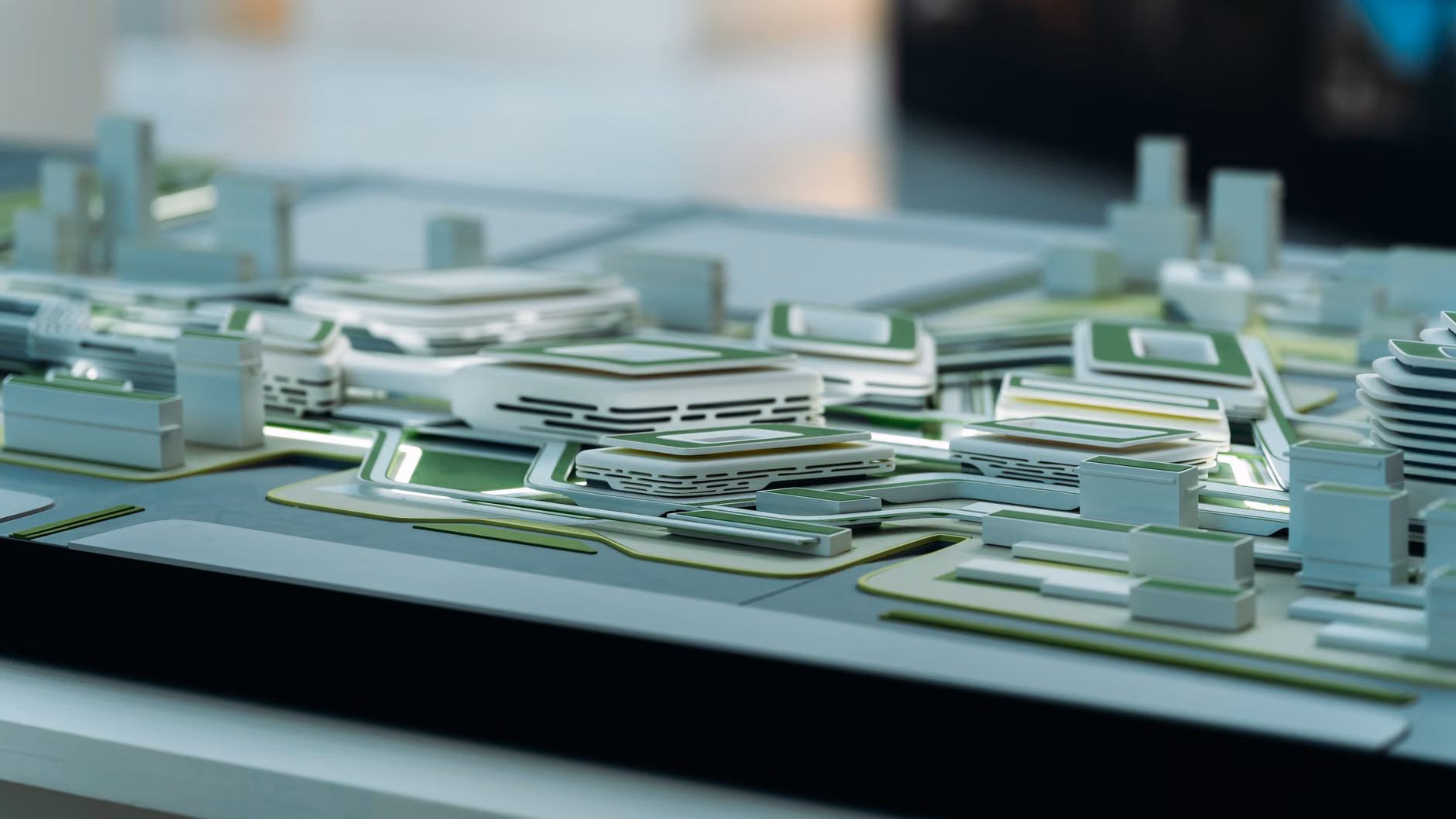 Digital urban planning interface visualizing pedestrian-friendly infrastructure.