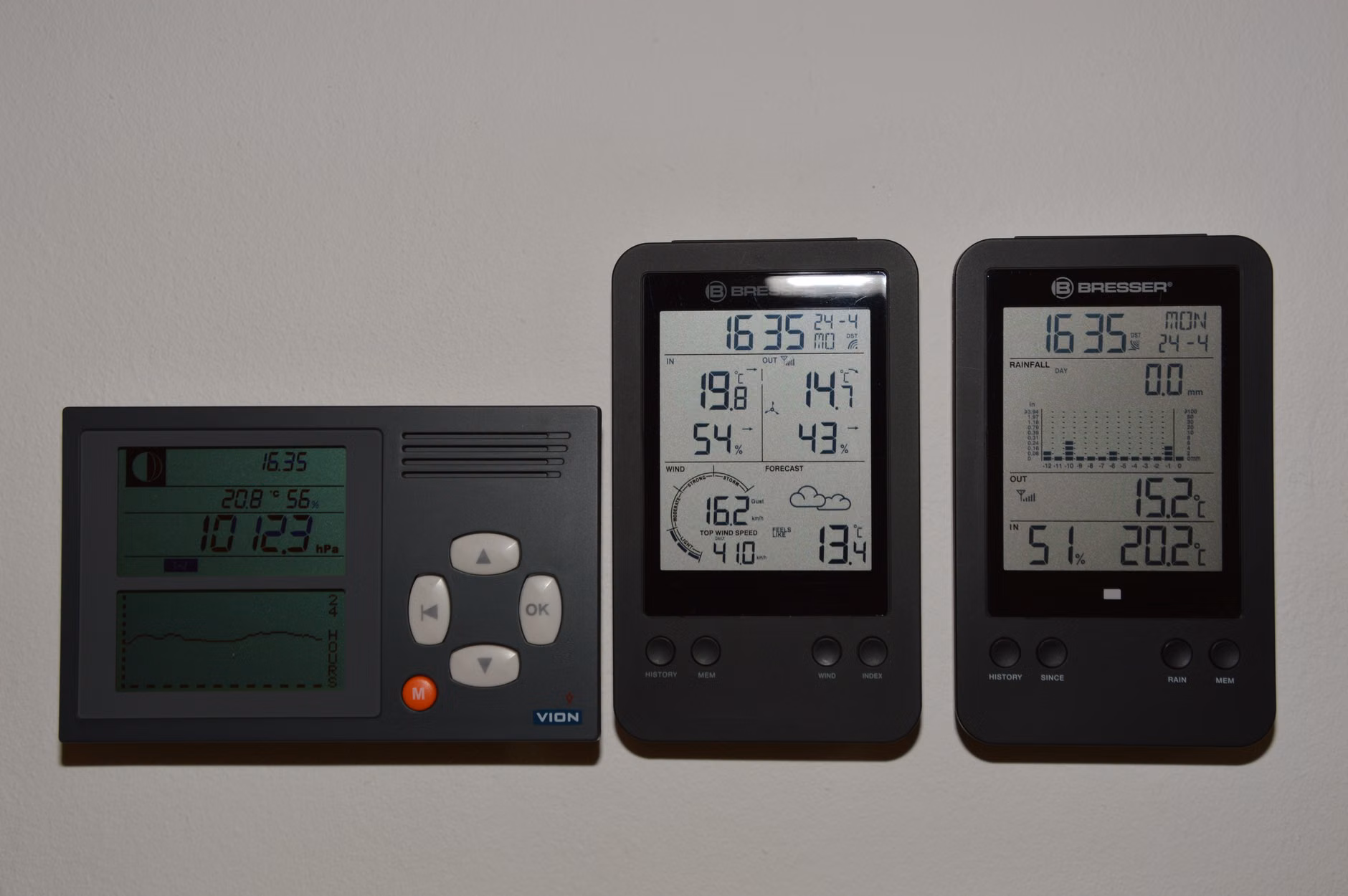 A well-organized home station for tracking local weather data.