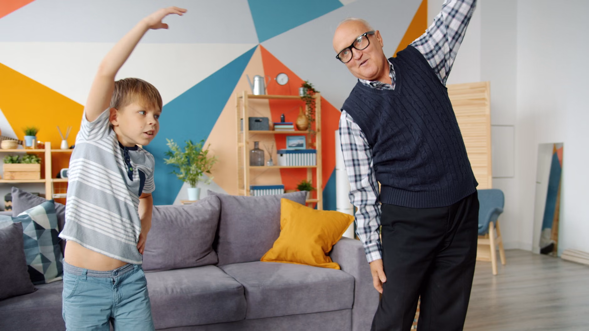 Active older adult incorporating neck rotations into a daily routine.