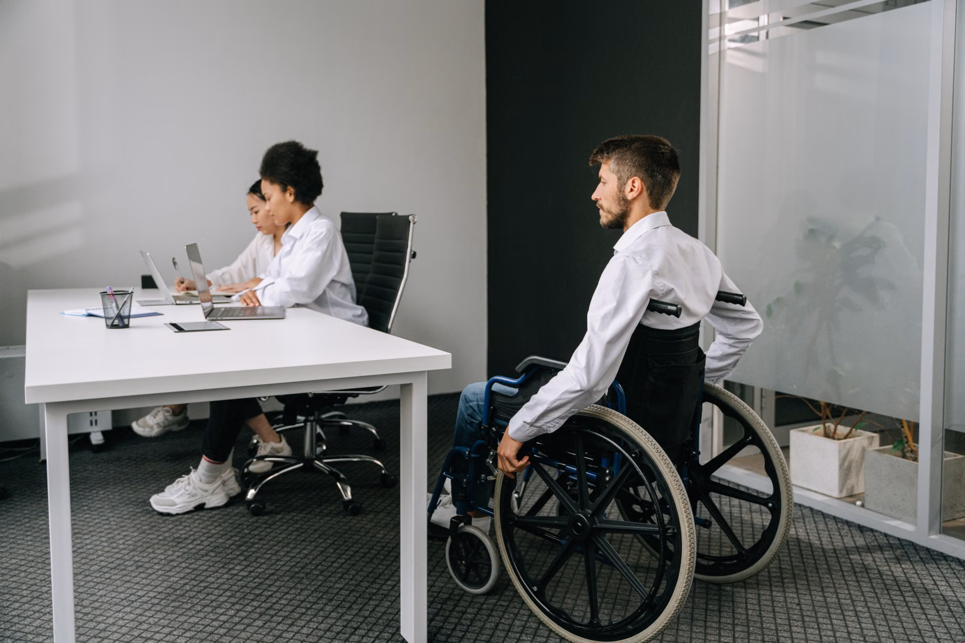 Modern, accessible public service office environment.