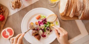 A healthy, nutrient-dense meal featuring whole grains and vegetables.